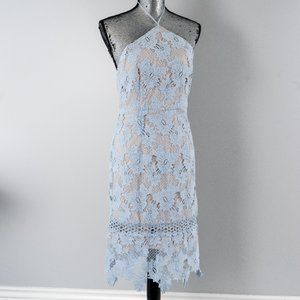 NWT AQUA FLORAL LACE HALTER STRAPPY MIDI DRESS  M